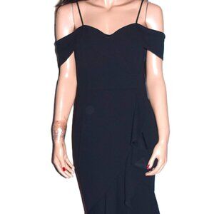 Bebe Black Cold Shoulder Ruffle Dress 6 NWT